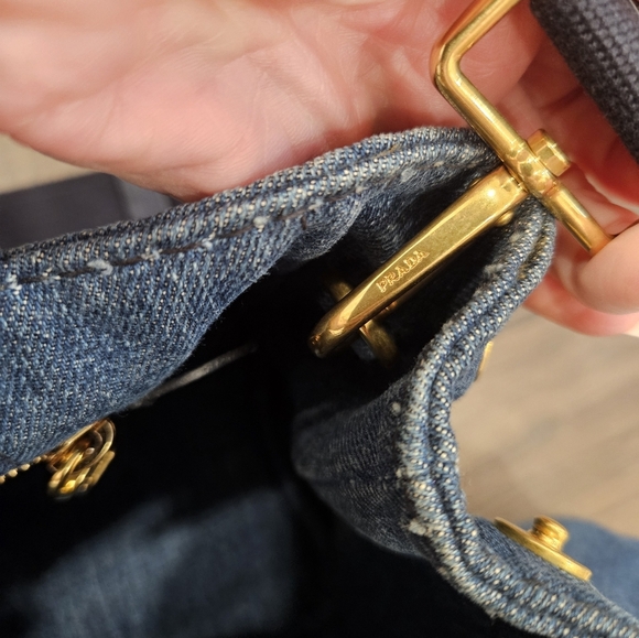 PRADA Blue Denim Mini Canapa Tote Bag + Strap - Picture 14 of 16
